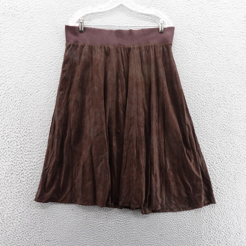 Nic + Zoe Faux Suede ALine Skirt Size 1X Brown Womens Pull On Full